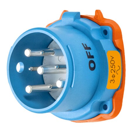 Meltric Pin & Sleeve Inlet, 30 A, 250V AC, Three Phase, 3 Pole, Screw Terminals Wire Connection Type Blue 33-38073-974